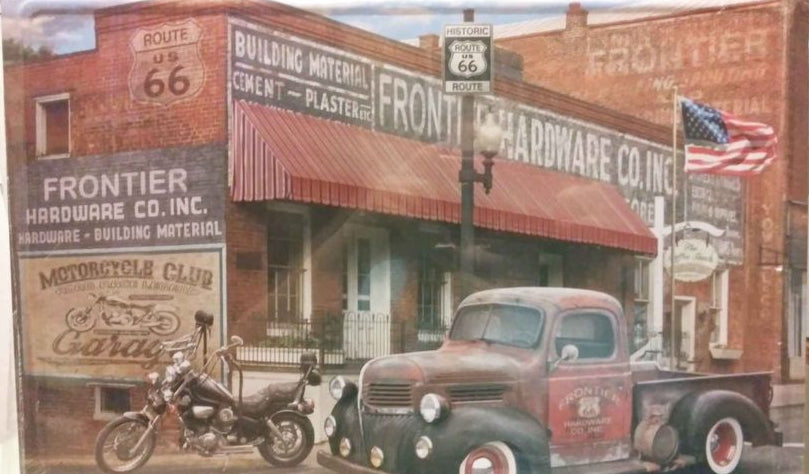 Route US 66 Hardware Store Tin Metal Sign